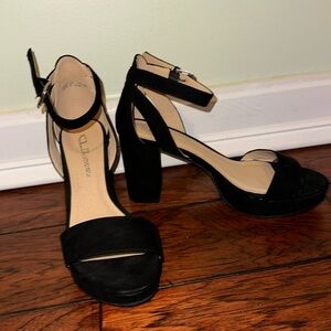 Black Suede Platform Heels